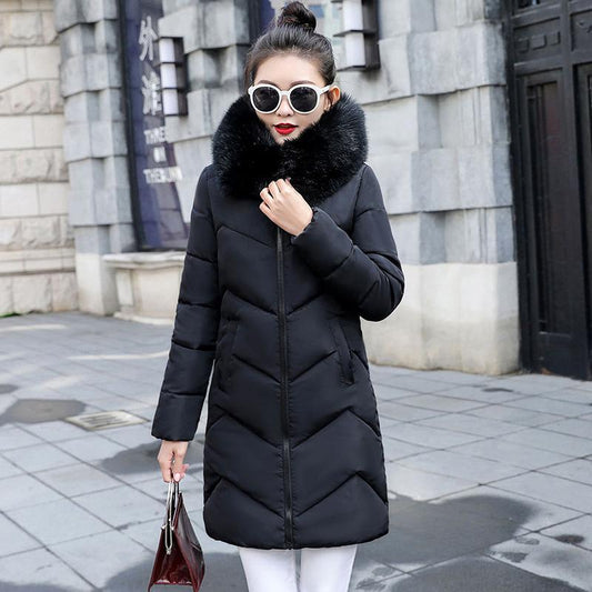Big fur down hoodie large size ladies jacket winter hooded coat women long outer winter jacket women warm hoodie