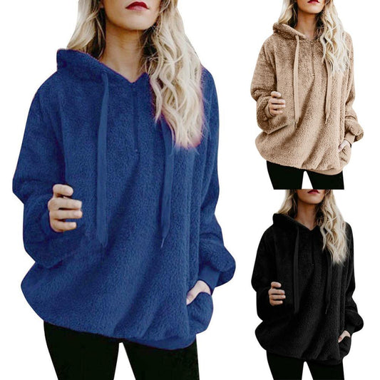Hoodies Women Warm Fleece Hooded Fluffy Hooded Sweatshirt Zipper Hoodies Winter Jumper Sweat Zipper Design
