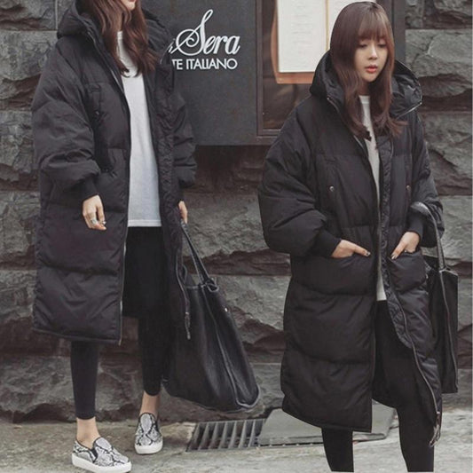 Autumn winter jacket women hoodies warm thick long down cotton coat women loose oversized hooded women winter coat outerwear